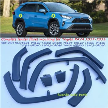 Toyota RAV için Araba Çamurluk Genişletme Kalıbı4 2019-2021 75601-0R120 75602-0R120 75605-0R120 75606-0R120 75061-0R040 75062-0R040 76901-0R030 76902-0R030